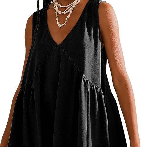 🦋HOT SALE 53% OFF🦋Women’s V-Neck Sleeveless Vest Loose pleated Dress