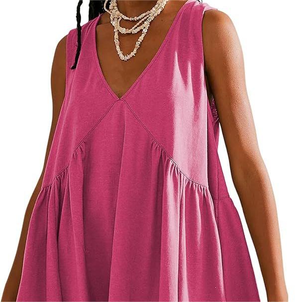 🦋HOT SALE 53% OFF🦋Women’s V-Neck Sleeveless Vest Loose pleated Dress