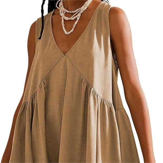 🦋HOT SALE 53% OFF🦋Women’s V-Neck Sleeveless Vest Loose pleated Dress