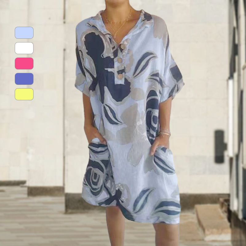 Women's cotton casual elegant printed dress