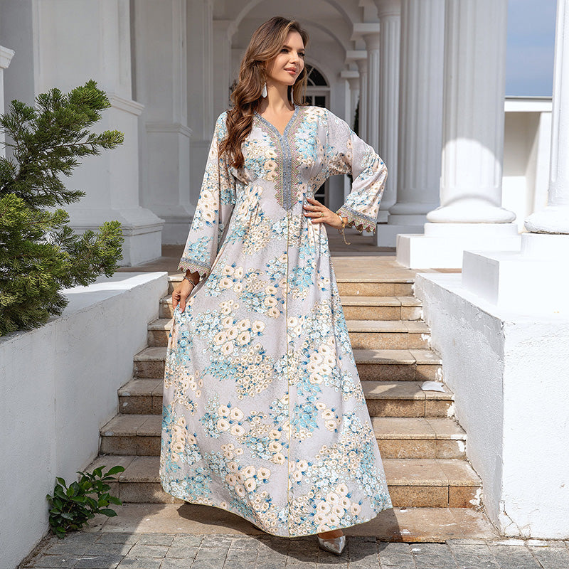 🦋Women’s Elegant Floral Print Long Sleeve Flowy Long Dress