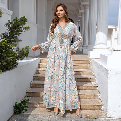 🦋Women’s Elegant Floral Print Long Sleeve Flowy Long Dress