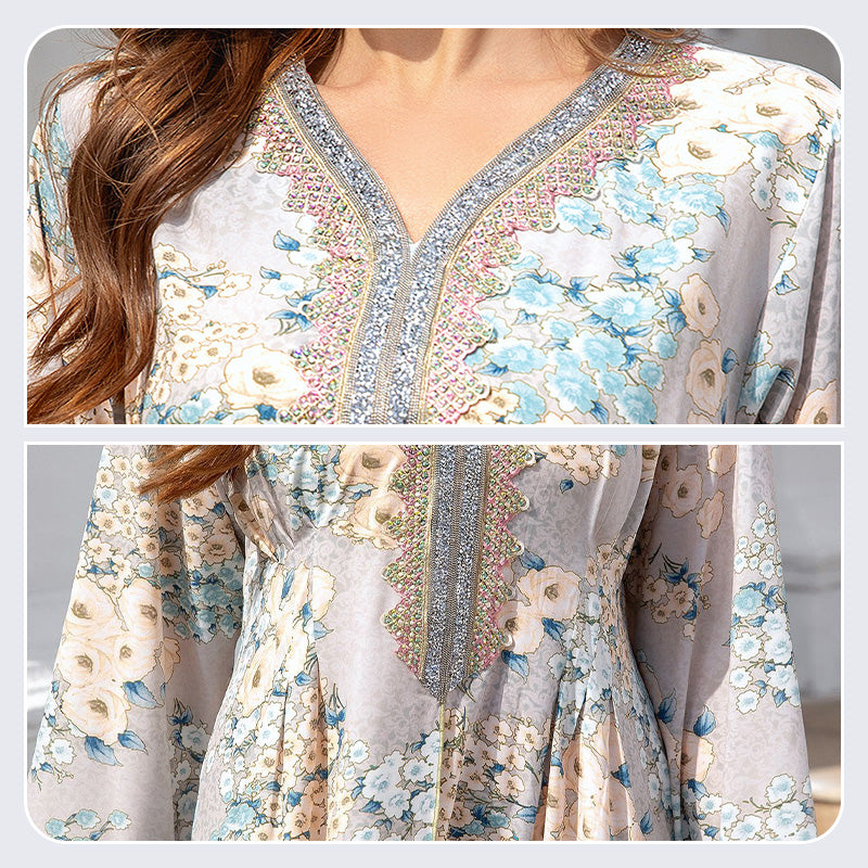 🦋Women’s Elegant Floral Print Long Sleeve Flowy Long Dress