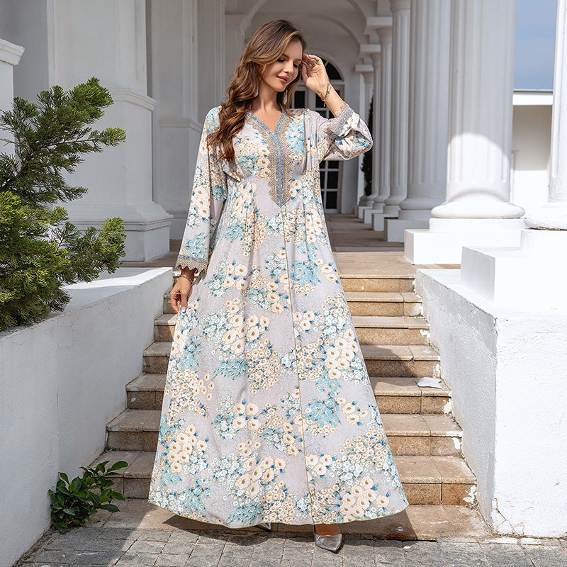 🦋Women’s Elegant Floral Print Long Sleeve Flowy Long Dress