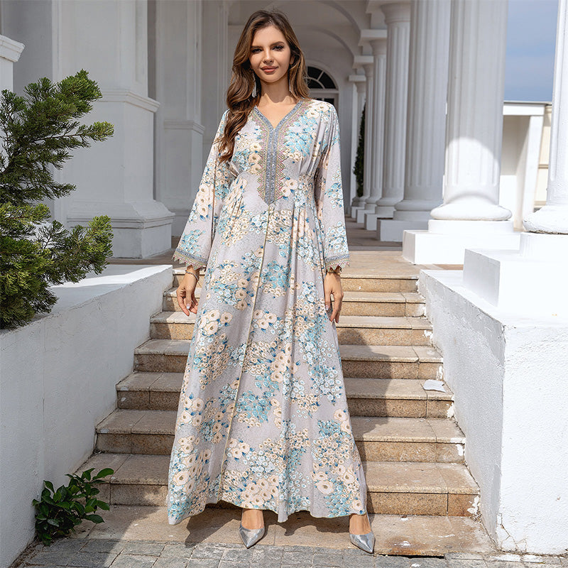 🦋Women’s Elegant Floral Print Long Sleeve Flowy Long Dress