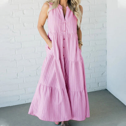 🦋Women's V-neck Sleeveless Striped Dresses