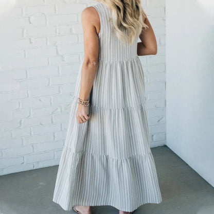 🦋Women's V-neck Sleeveless Striped Dresses