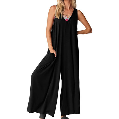 🦋Women's Casual V-Neck Sleeveless Wide Leg Jumpsuit