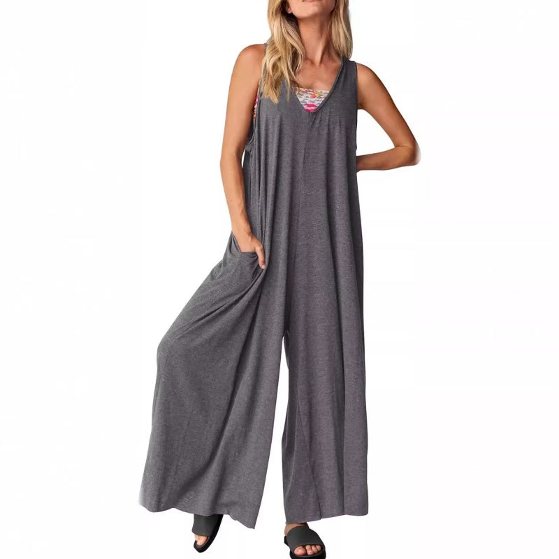 🦋Women's Casual V-Neck Sleeveless Wide Leg Jumpsuit