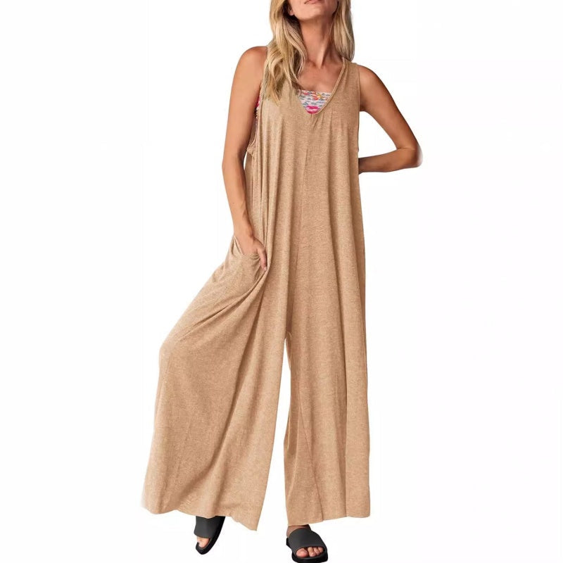 🦋Women's Casual V-Neck Sleeveless Wide Leg Jumpsuit