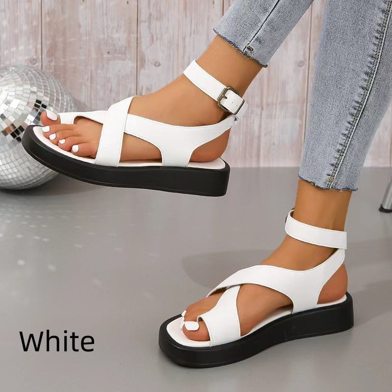 🔥Women's  Adjustable Ankle Buckle Crossover Sandals