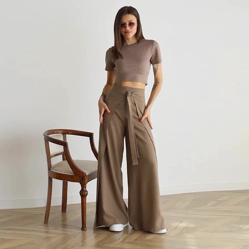 💕Women's Tie Knot Wide Leg Pants