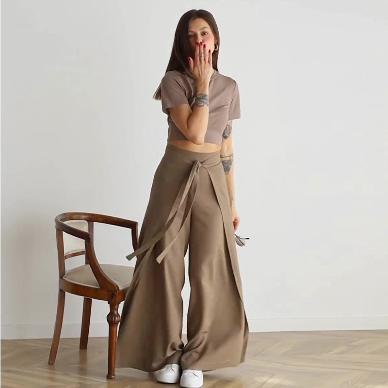 💕Women's Tie Knot Wide Leg Pants