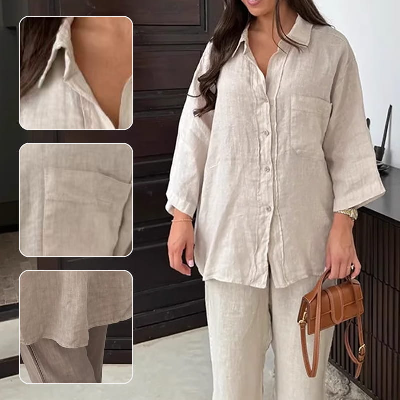 🔥Hot Sale 51% OFF🔥Women's Cotton Linen Shirt and Pants Set