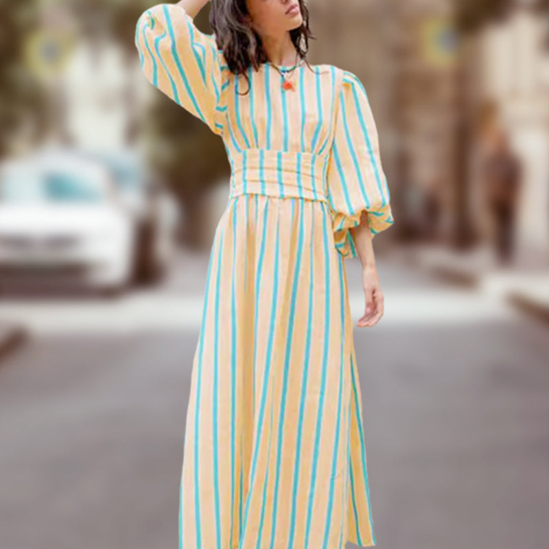 🌸HOT SALE 50% OFF🌸Fashion Breathable Vertical Striped Backless Dress