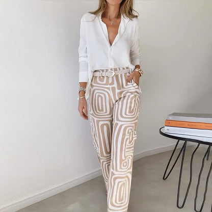 ✨Hot Sale 53% off✨Women's Casual Shirt Pants Two Piece Set