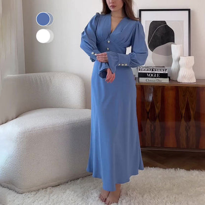 🔥HOT SALE 50% OFF🔥Women's V-Neck Long Lantern Sleeve Dress