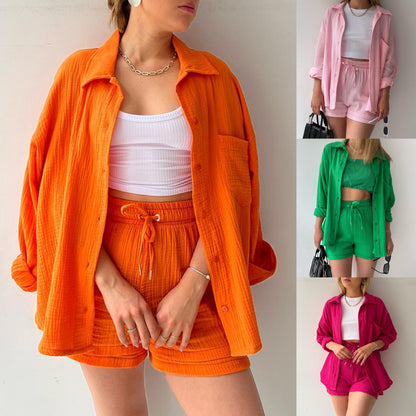 🌺50% OFF🌺LONG SLEEVE SHIRT SHORT SET