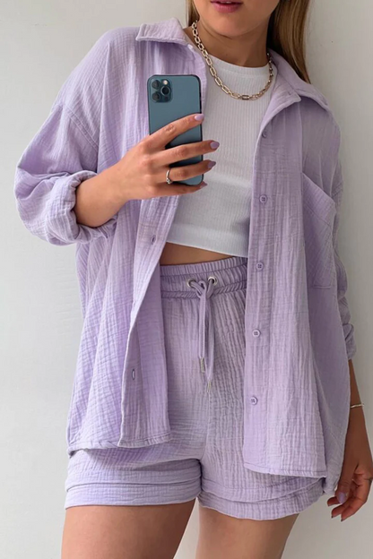 🌺50% OFF🌺LONG SLEEVE SHIRT SHORT SET