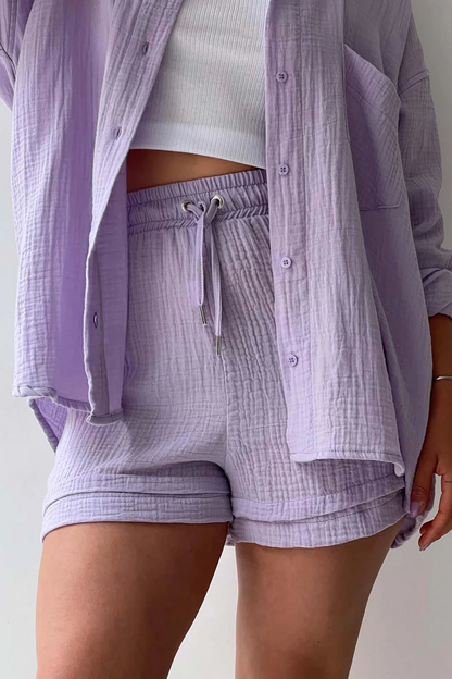 🌺50% OFF🌺LONG SLEEVE SHIRT SHORT SET