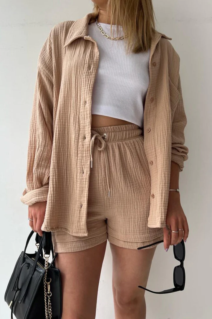 🌺50% OFF🌺LONG SLEEVE SHIRT SHORT SET