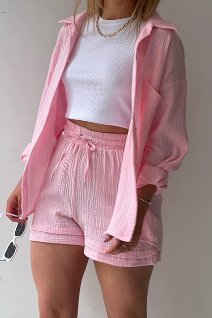 🌺50% OFF🌺LONG SLEEVE SHIRT SHORT SET