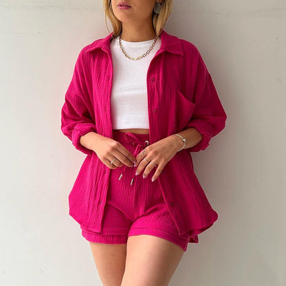 🌺50% OFF🌺LONG SLEEVE SHIRT SHORT SET