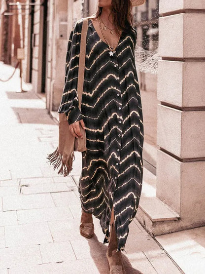 🔥Limited Time 50% Off 🔥Boho Stripe Long Sleeves Dress