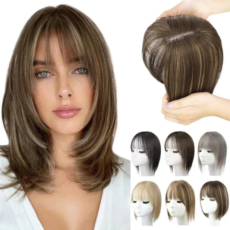 💥superior quality-Natural Hair Toppers with Bangs for Women