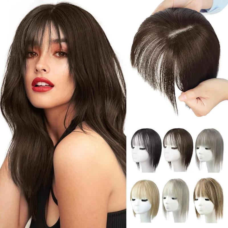 💥superior quality-Natural Hair Toppers with Bangs for Women