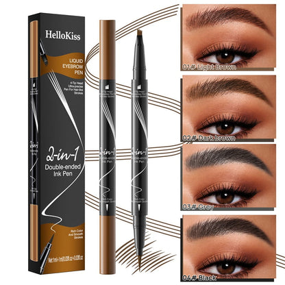 ✨Minimum 50% discount✨Let you have wild eyebrows, confident and beautiful--2-In-1 Waterproof Long-Lasting Eyebrow Pen