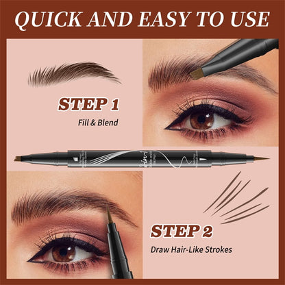 ✨Minimum 50% discount✨Let you have wild eyebrows, confident and beautiful--2-In-1 Waterproof Long-Lasting Eyebrow Pen