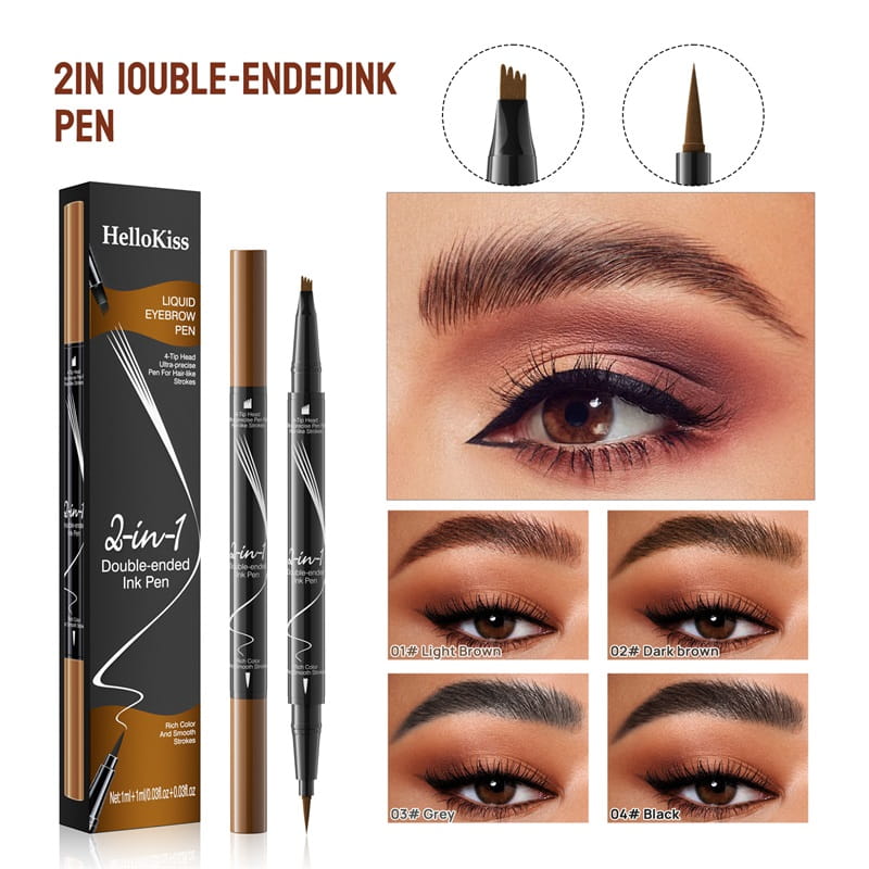 ✨Minimum 50% discount✨Let you have wild eyebrows, confident and beautiful--2-In-1 Waterproof Long-Lasting Eyebrow Pen