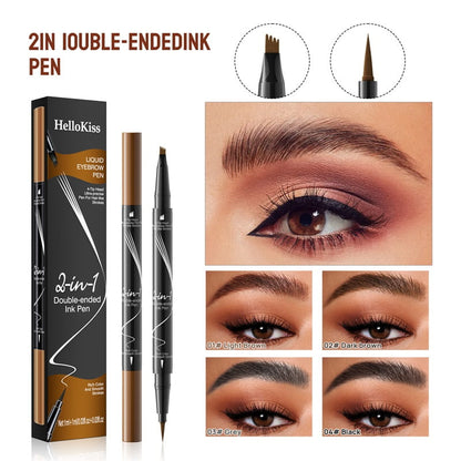 ✨Minimum 50% discount✨Let you have wild eyebrows, confident and beautiful--2-In-1 Waterproof Long-Lasting Eyebrow Pen