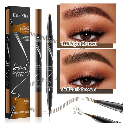 ✨Minimum 50% discount✨Let you have wild eyebrows, confident and beautiful--2-In-1 Waterproof Long-Lasting Eyebrow Pen