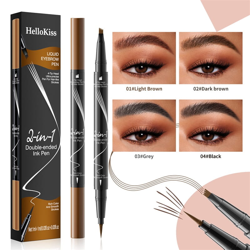 ✨Minimum 50% discount✨Let you have wild eyebrows, confident and beautiful--2-In-1 Waterproof Long-Lasting Eyebrow Pen