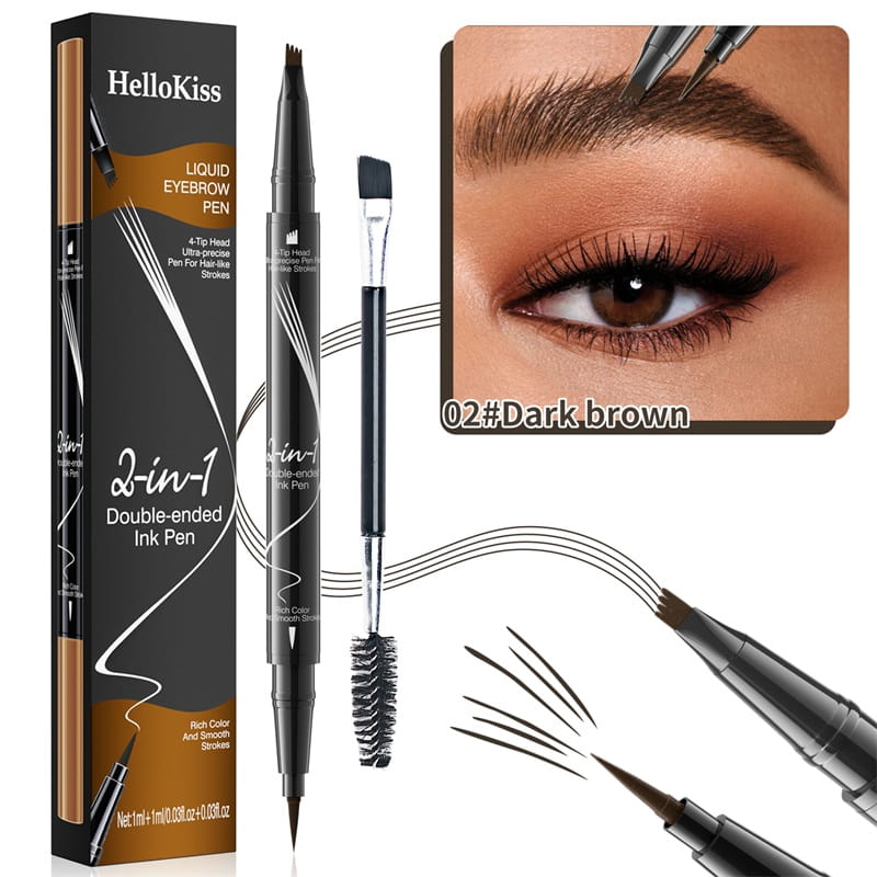 ✨Minimum 50% discount✨Let you have wild eyebrows, confident and beautiful--2-In-1 Waterproof Long-Lasting Eyebrow Pen