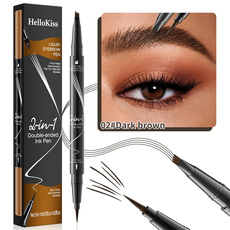 ✨Minimum 50% discount✨Let you have wild eyebrows, confident and beautiful--2-In-1 Waterproof Long-Lasting Eyebrow Pen