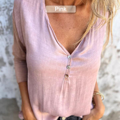 🔥Limited Time 60% OFF🔥Women’s Trendy Solid Color V Neck Long Sleeve Top