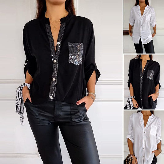 🔥2024 HOT SALE 62% OFF🔥 Casual patchwork top with sequins