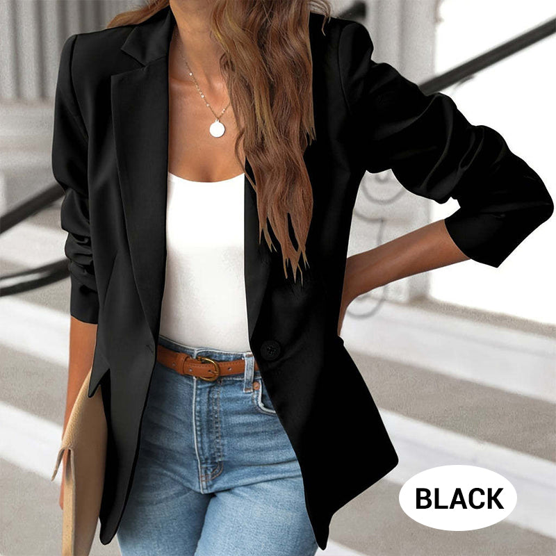 🔥🖤🎉Black Friday - Early Bird Price🎁Elegant Soft Solid Color Lapel Buttons Jacket