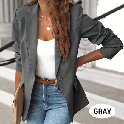 🔥🖤🎉Black Friday - Early Bird Price🎁Elegant Soft Solid Color Lapel Buttons Jacket