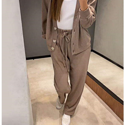 🌷Hot SALE 56% OFF🔥Women's Knitted Buttoned Jacket and Pants Two-piece Set