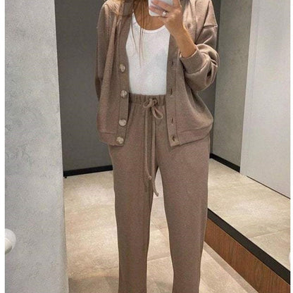 🌷Hot SALE 56% OFF🔥Women's Knitted Buttoned Jacket and Pants Two-piece Set