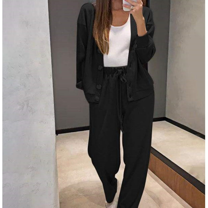 🌷Hot SALE 56% OFF🔥Women's Knitted Buttoned Jacket and Pants Two-piece Set