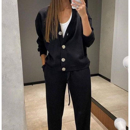 🌷Hot SALE 56% OFF🔥Women's Knitted Buttoned Jacket and Pants Two-piece Set