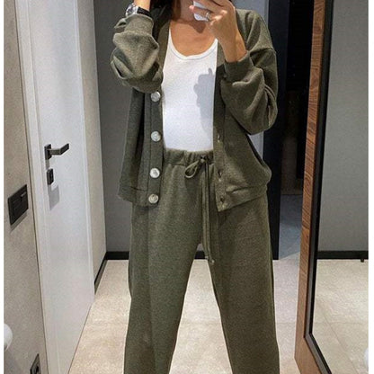 🌷Hot SALE 56% OFF🔥Women's Knitted Buttoned Jacket and Pants Two-piece Set