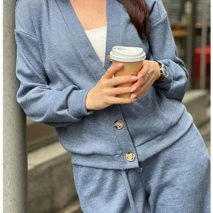 🌷Hot SALE 56% OFF🔥Women's Knitted Buttoned Jacket and Pants Two-piece Set