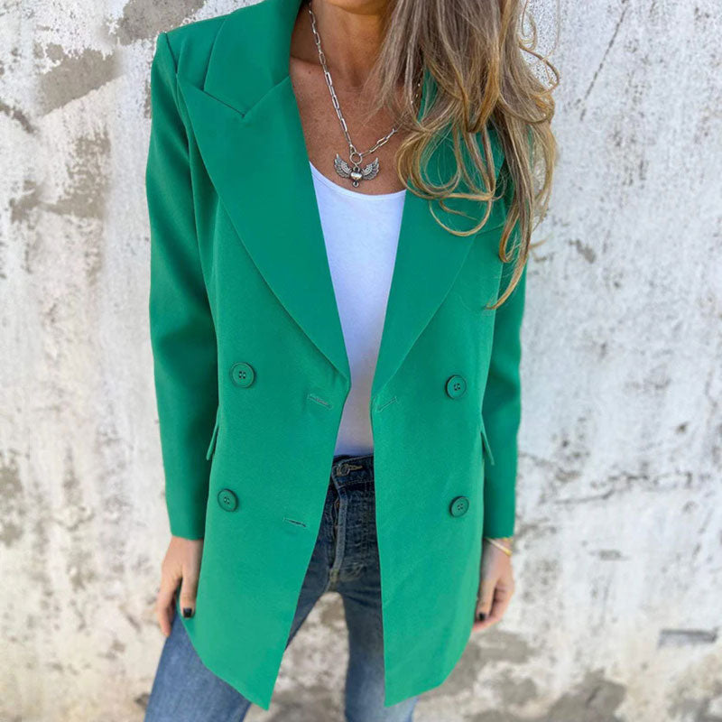 🌷 New autumn products-54% OFF🌸 Fashionable Solid Color Long-Sleeve Blazer-Warm and fashionable