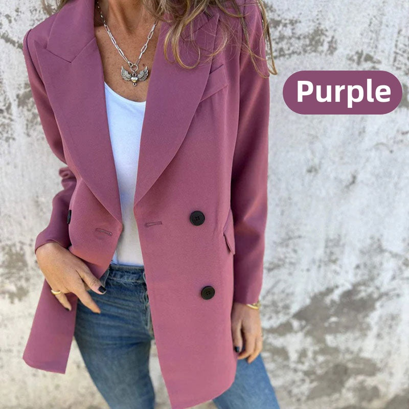 🌷 New autumn products-54% OFF🌸 Fashionable Solid Color Long-Sleeve Blazer-Warm and fashionable